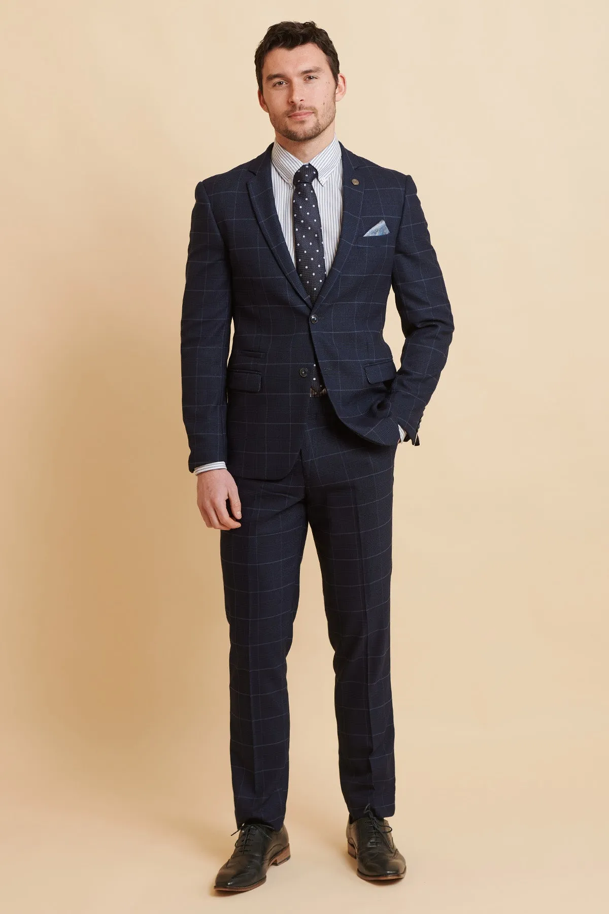 EDINSON - Navy Sky Check Two Piece Suit