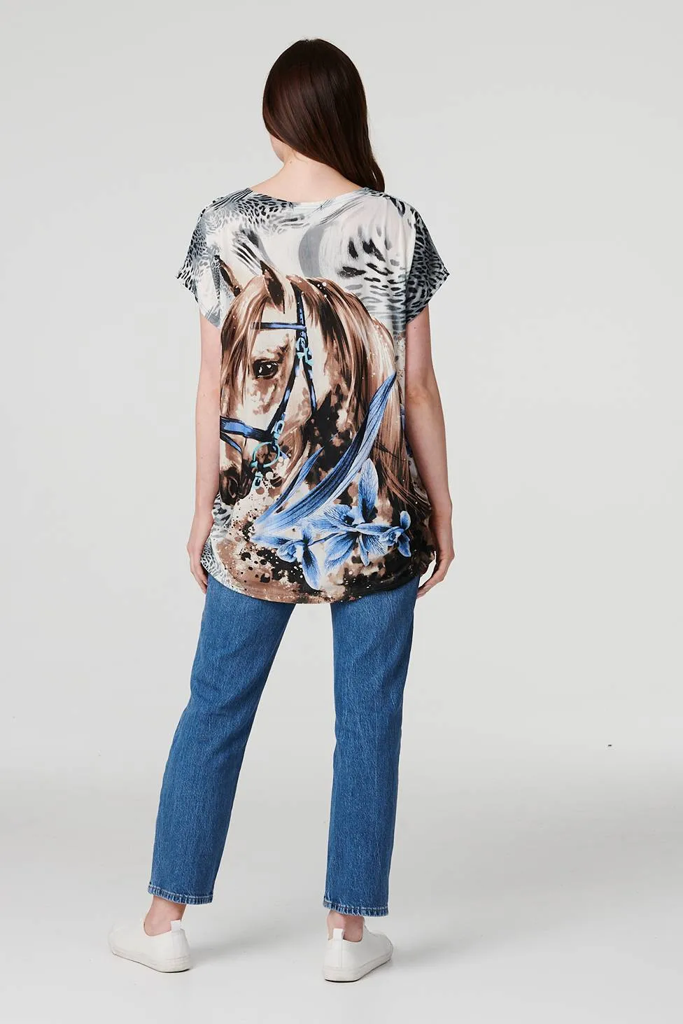 Embellished Horse Print T-Shirt