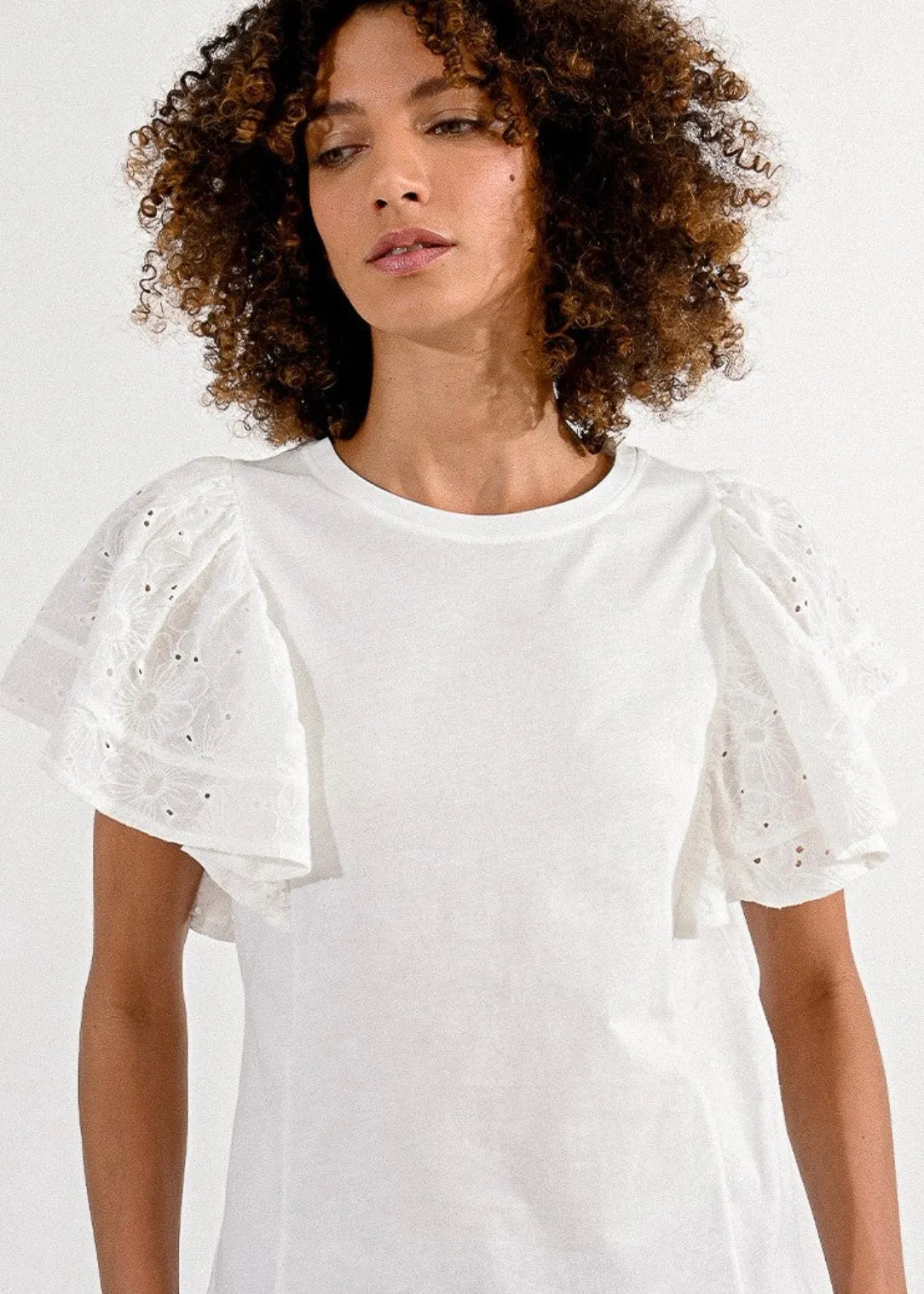 English Lace Sleeve Tee