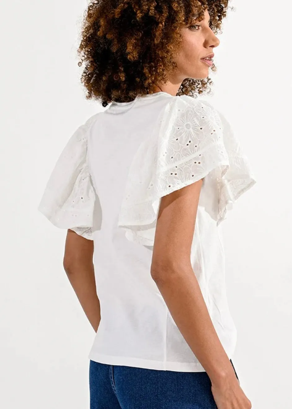 English Lace Sleeve Tee