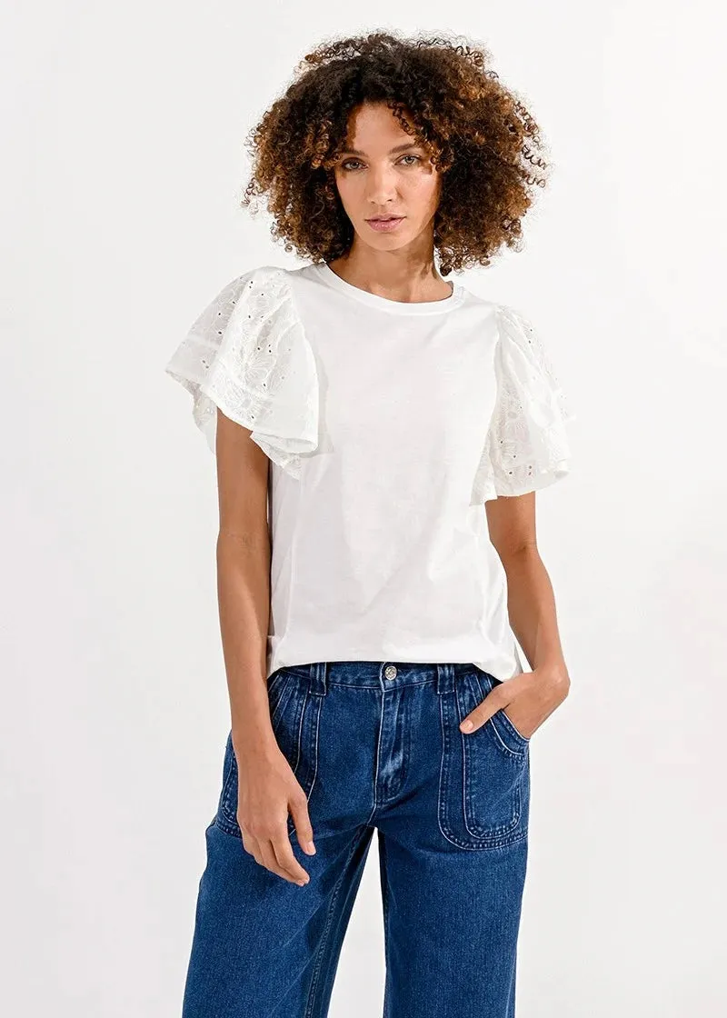 English Lace Sleeve Tee