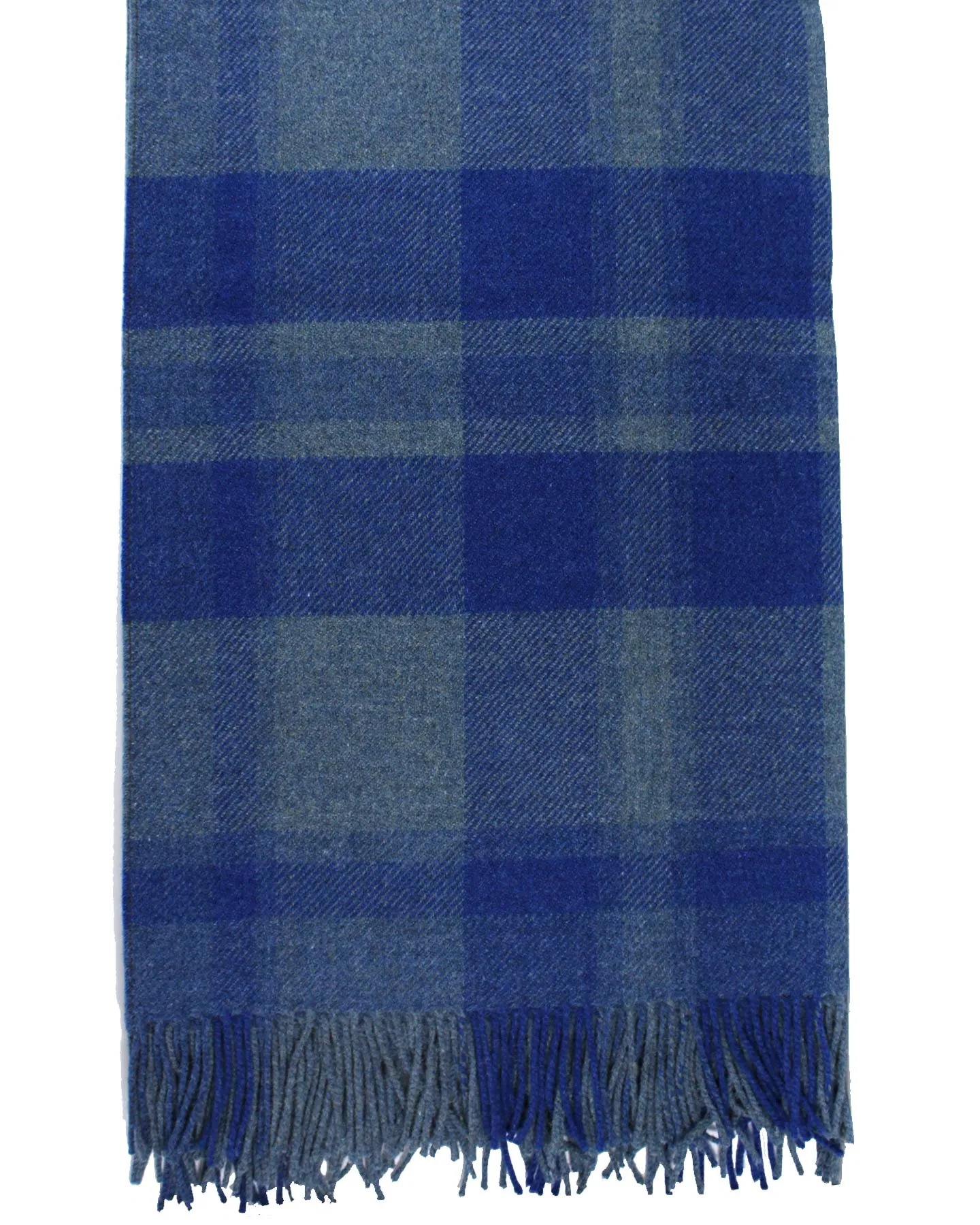 Ermenegildo Zegna Throw Blanket Gray Royal Blue Plaid