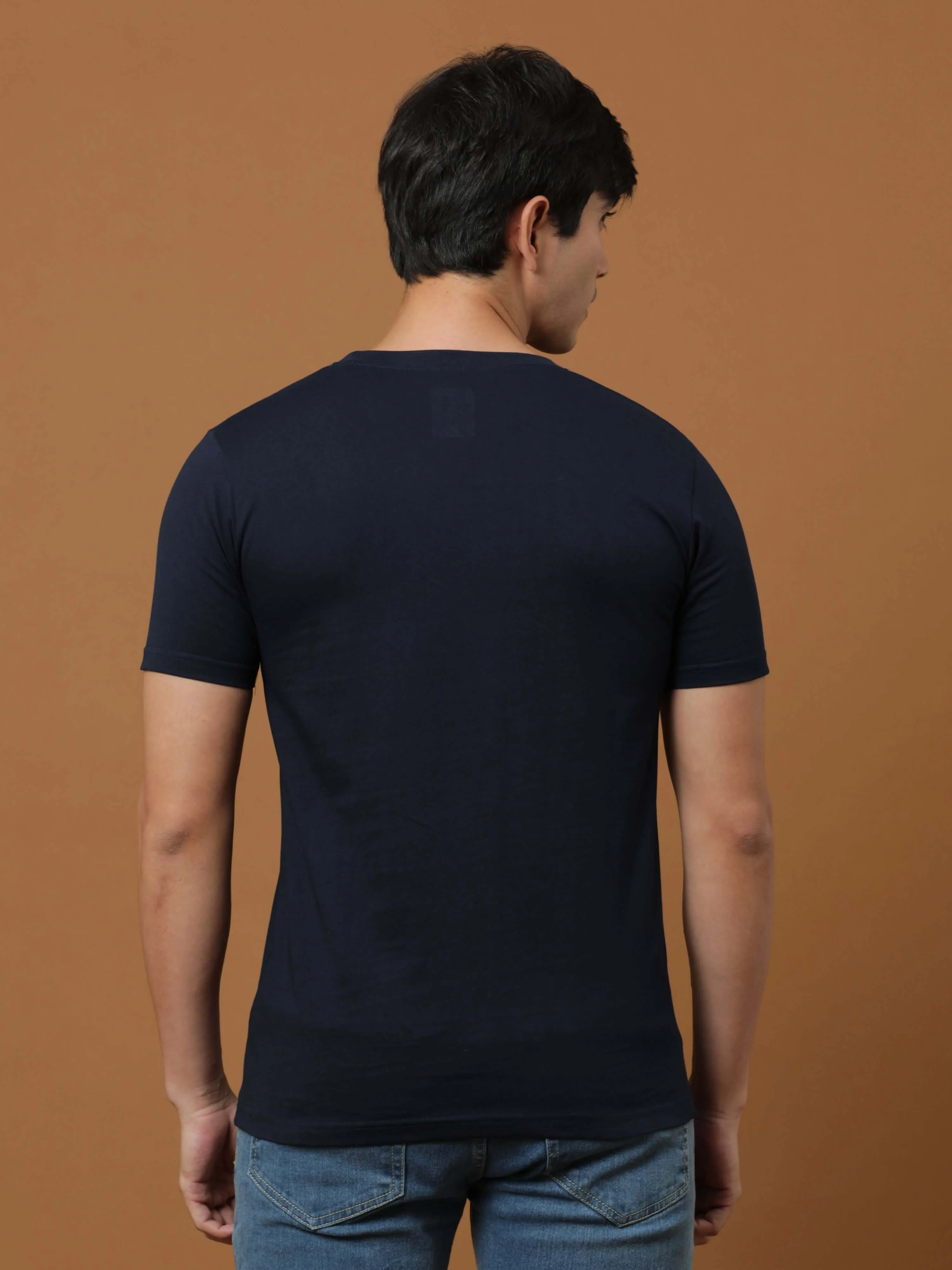 Estilocus Navy Printed T Shirt