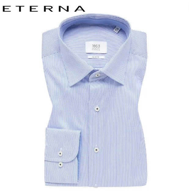 Eterna 1863 Royal Blue Stripe Shirt Blue