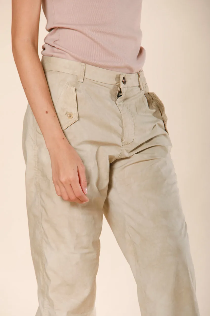 Evita pantalone cargo donna in tela paracadute di cotone e tencel icon washes curvy