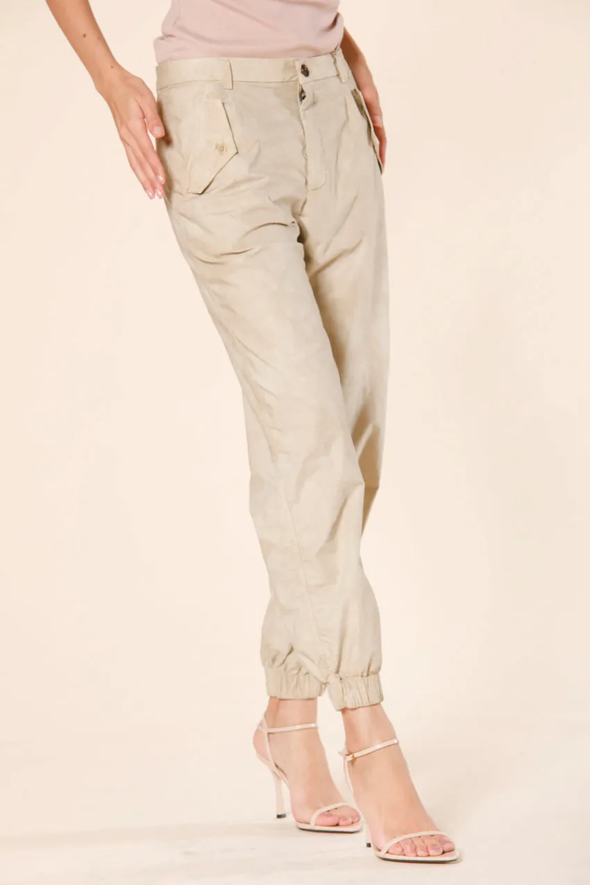 Evita pantalone cargo donna in tela paracadute di cotone e tencel icon washes curvy