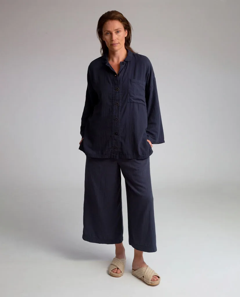 Evora Organic Cotton Trousers In Navy