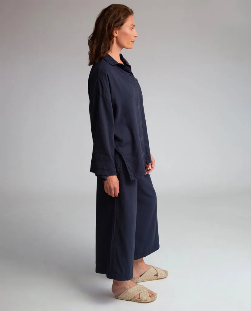 Evora Organic Cotton Trousers In Navy