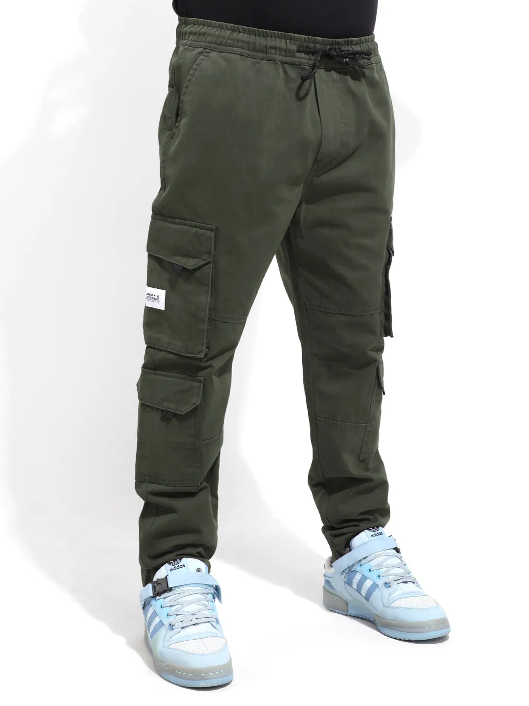 Fantacy Light Olive 8 Pocket Baggy Fit Denim Cargo