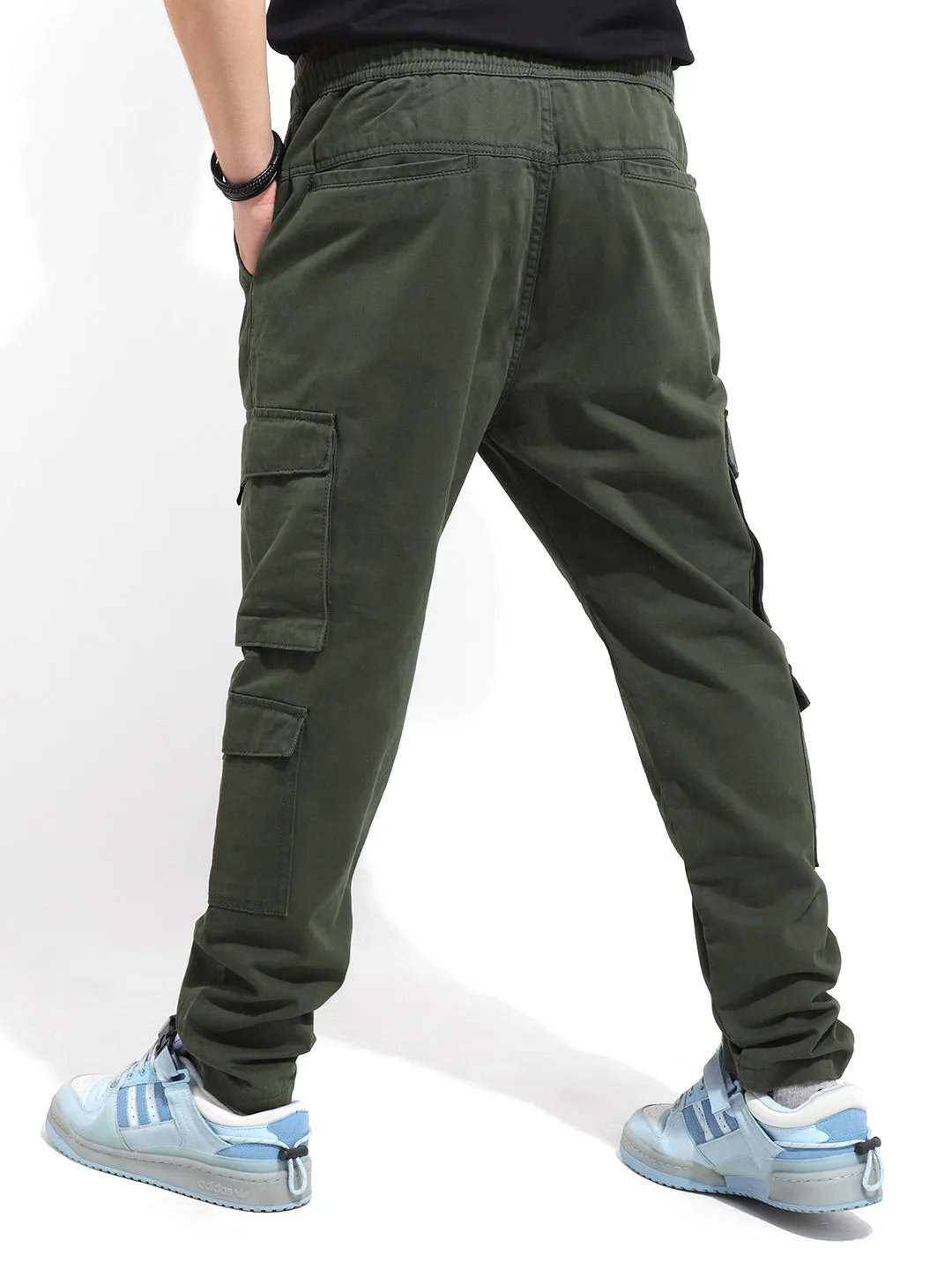 Fantacy Light Olive 8 Pocket Baggy Fit Denim Cargo