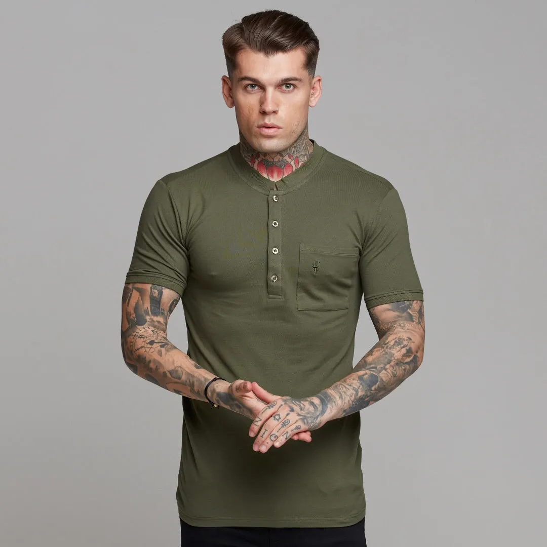 Father Sons Classic Khaki Grandad Polo Shirt - FSH294