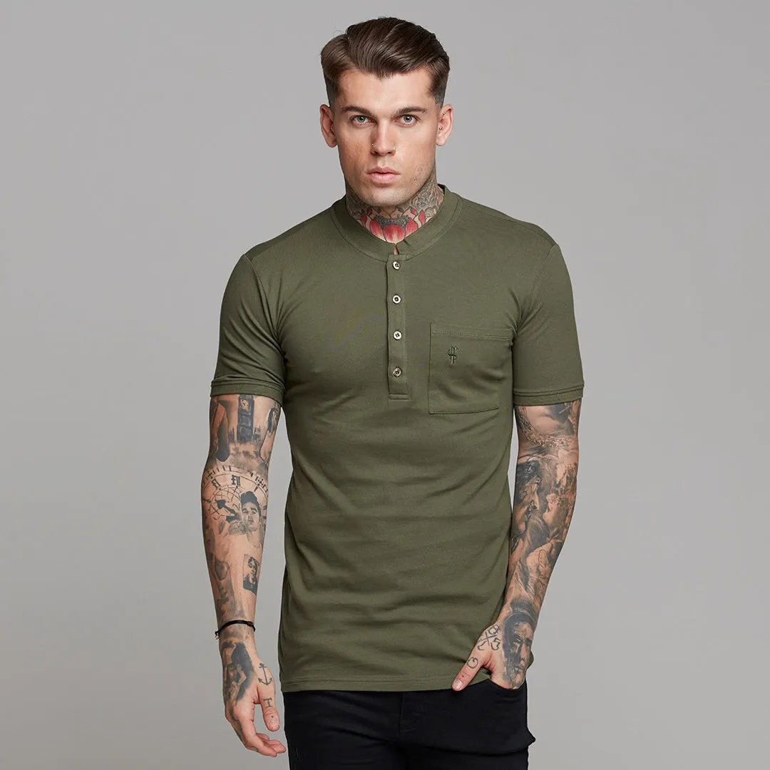 Father Sons Classic Khaki Grandad Polo Shirt - FSH294