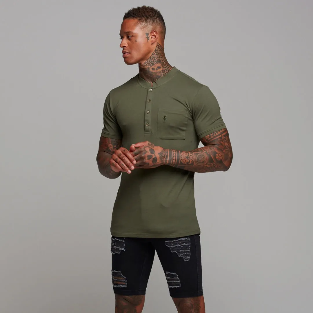 Father Sons Classic Khaki Grandad Polo Shirt - FSH294