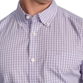 Formal Full Sleeve Slim Fit Button-Down Collar Shirt in Check-Lilac