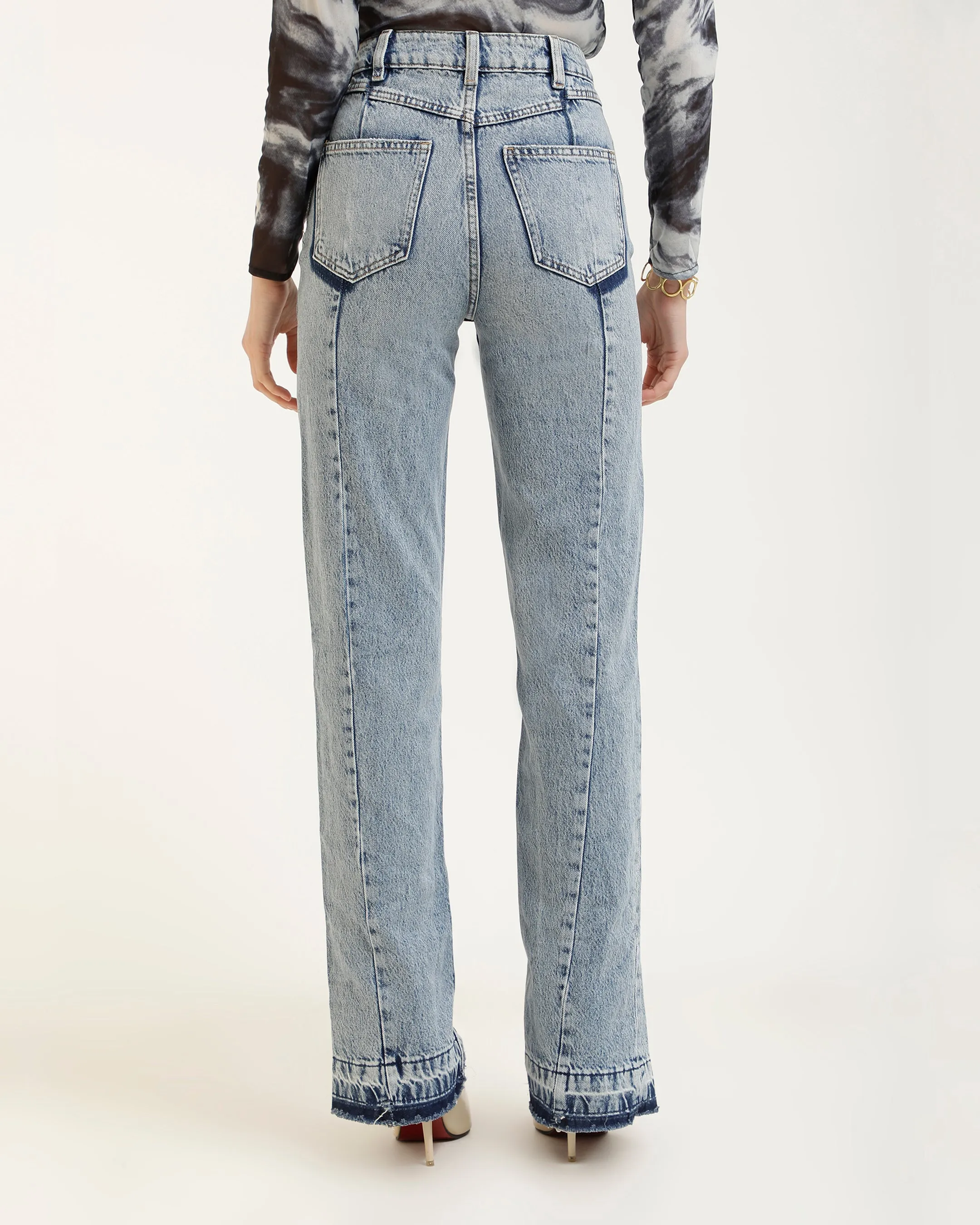 FRONT SLIT HEM JEANS