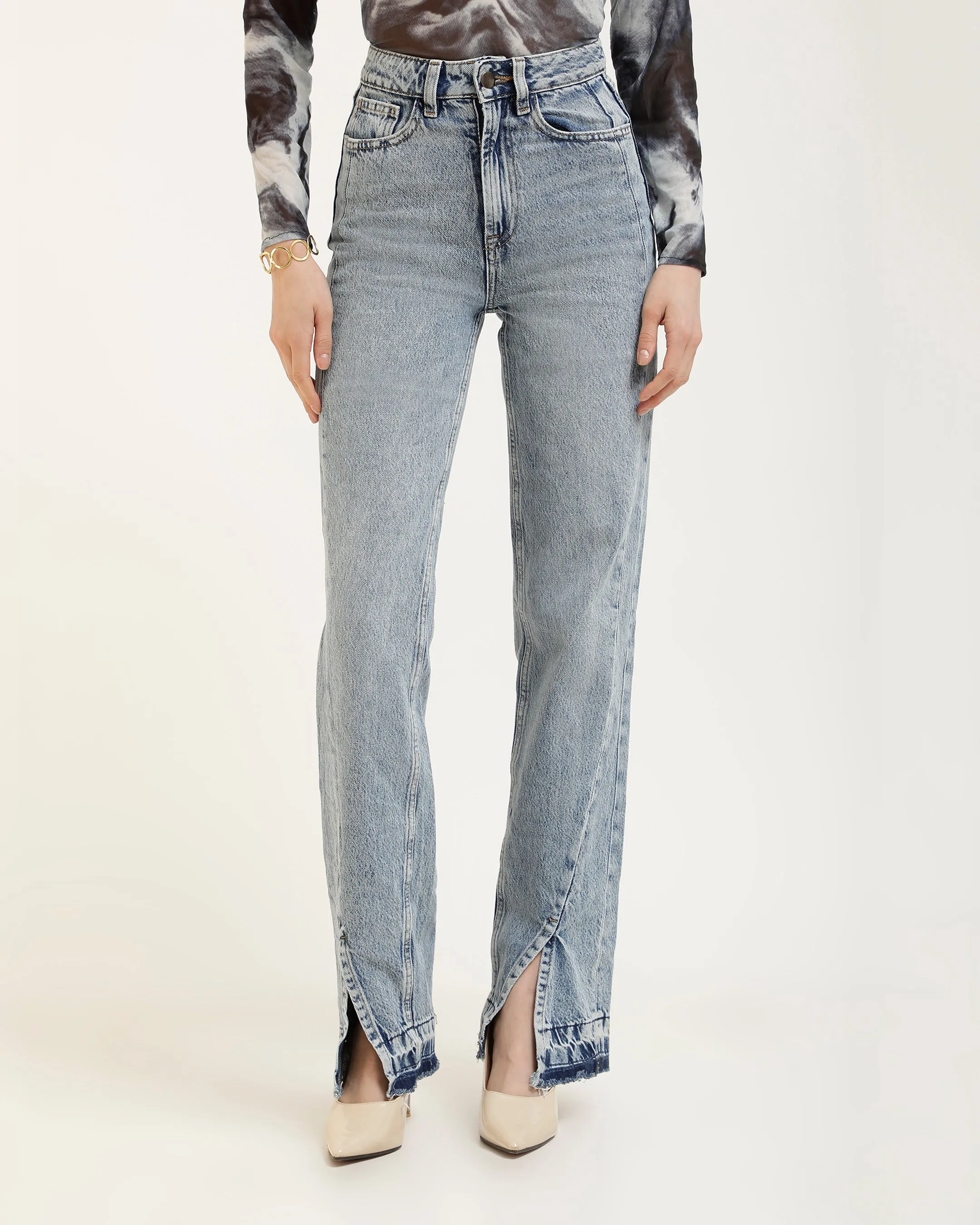 FRONT SLIT HEM JEANS