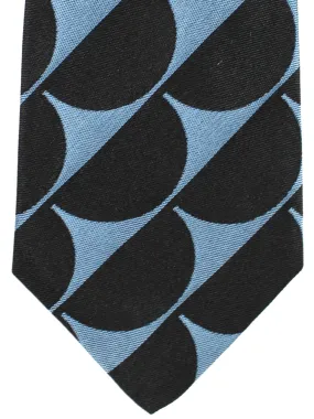 Gene Meyer Tie Black Metallic Gray Geometric Design - Hand Made in Italy