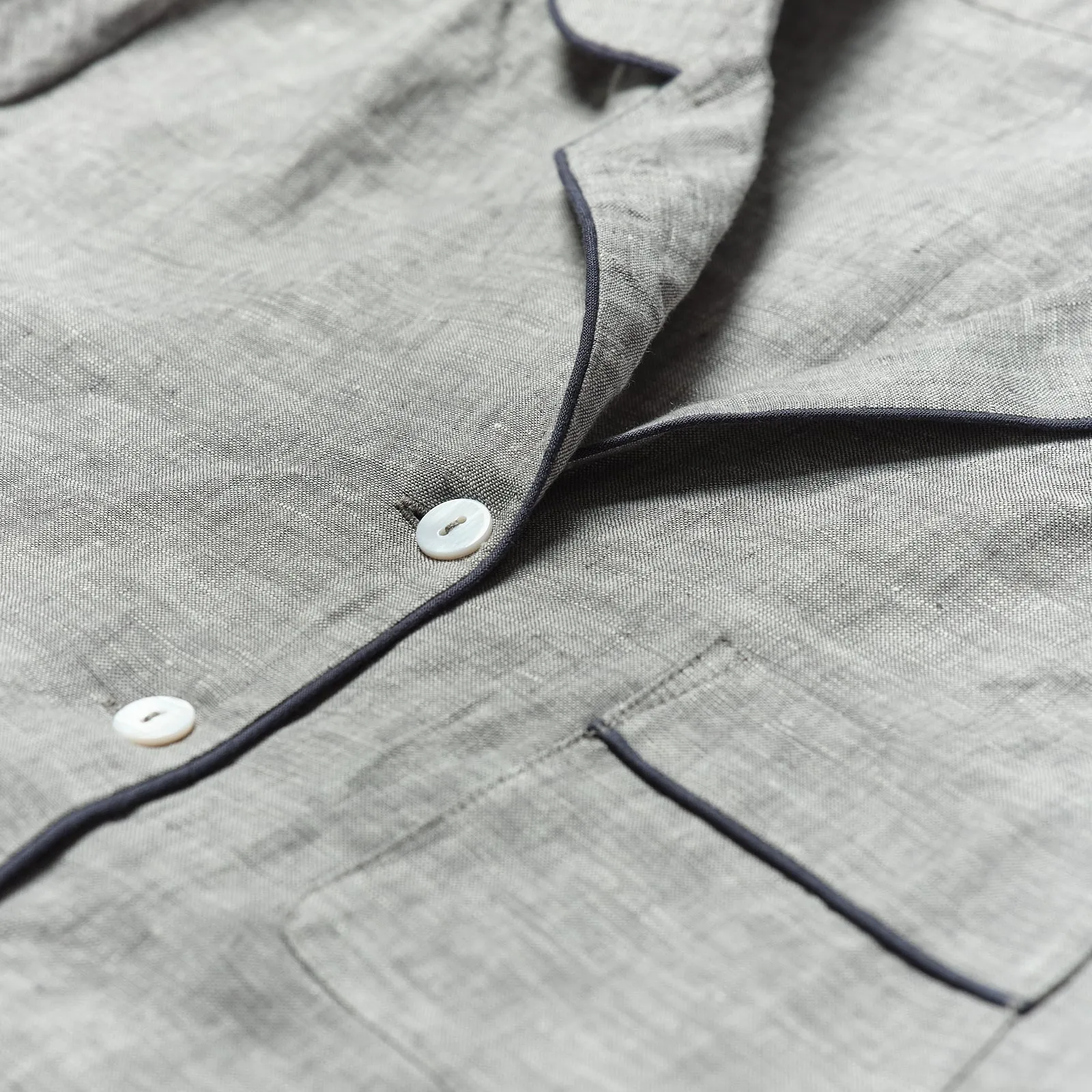 Grey Linen Pyjama Shirt (Top Only)