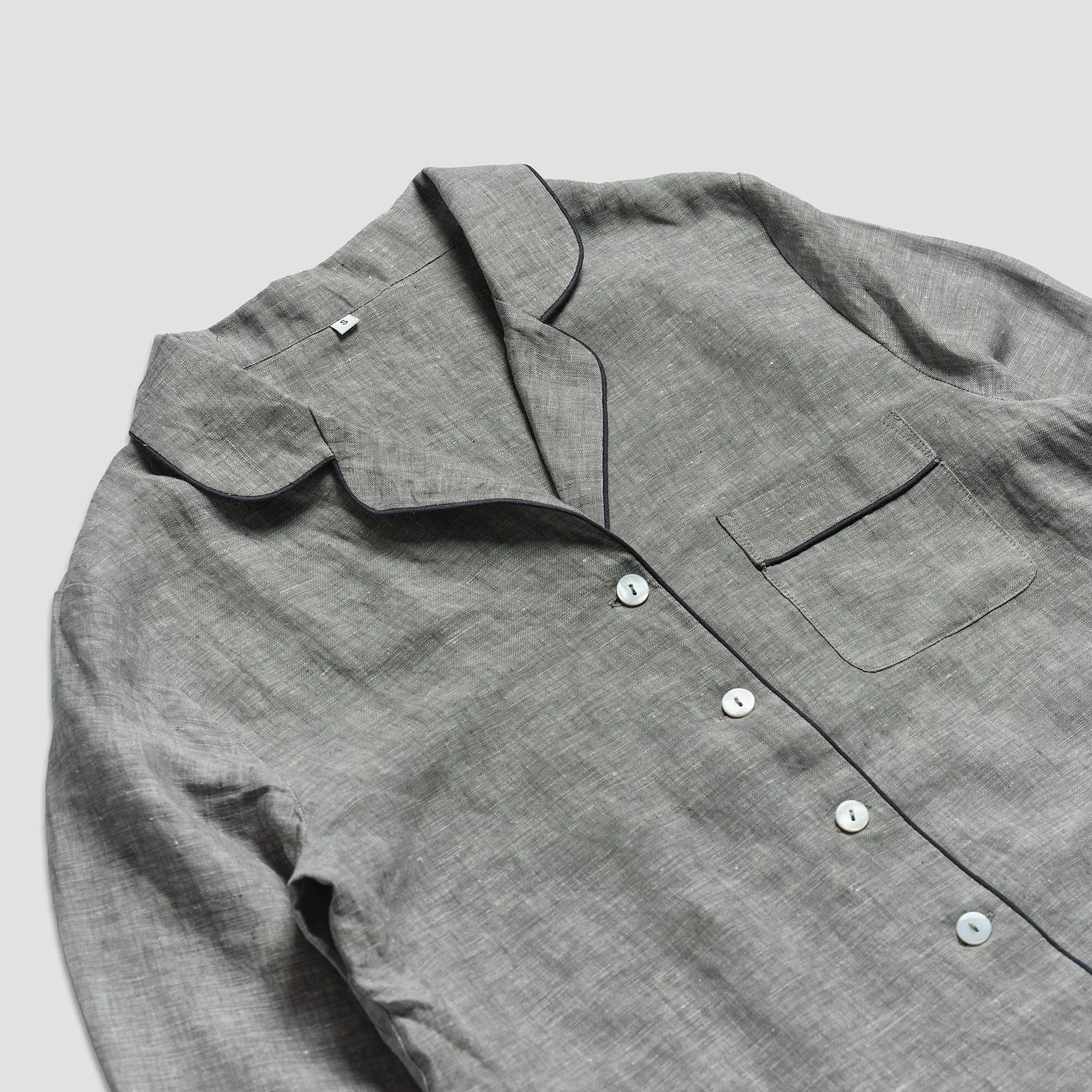 Grey Linen Pyjama Shirt (Top Only)