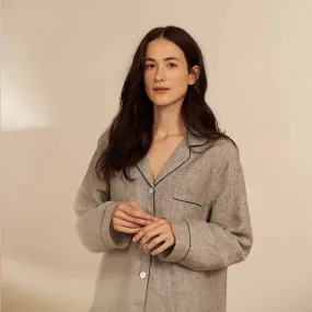 Grey Linen Pyjama Shirt (Top Only)