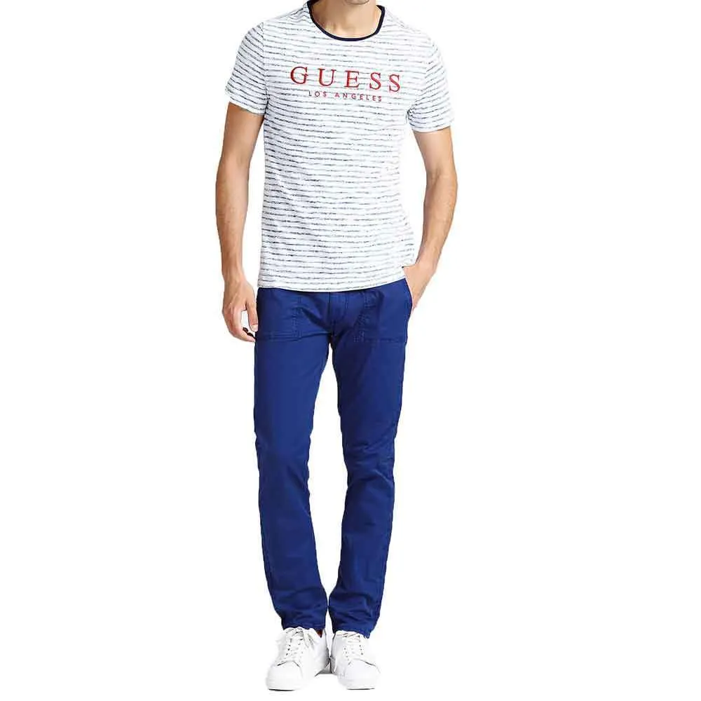 GUESS Striped Alden T-Shirt - White / Blue