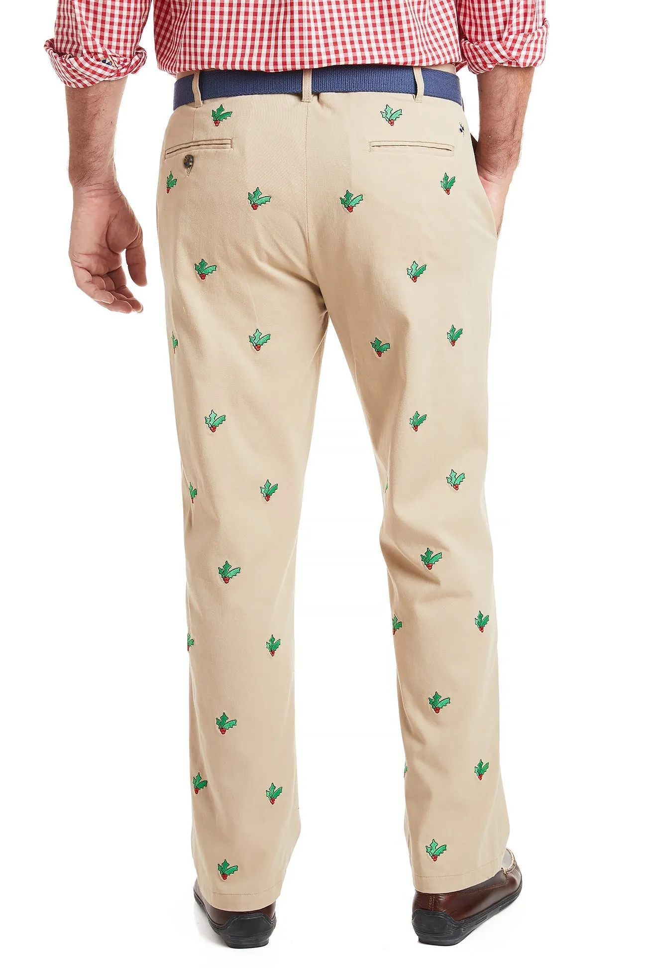 Harbor Pant Stretch Twill Khaki with Hollyberry