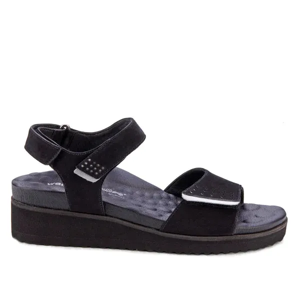 Heather Sandal: Black Nubuck I Walking Cradle