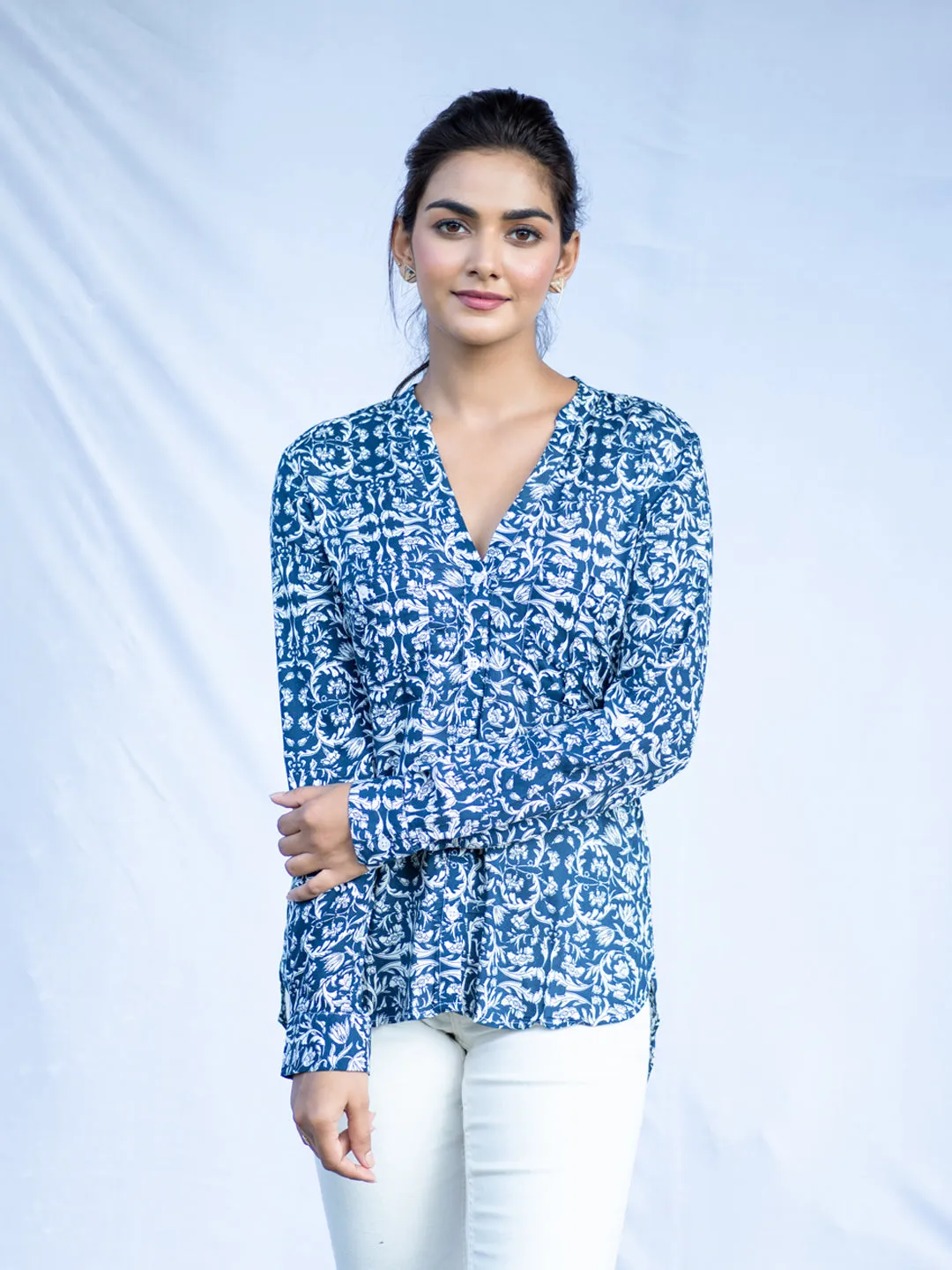 Indian Blue Lotus Cotton Shirt