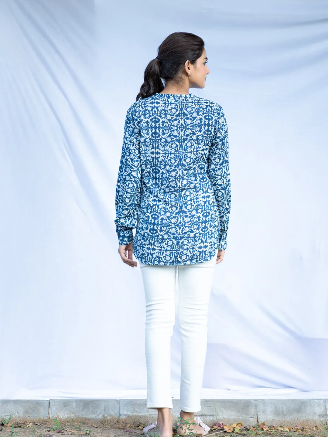 Indian Blue Lotus Cotton Shirt