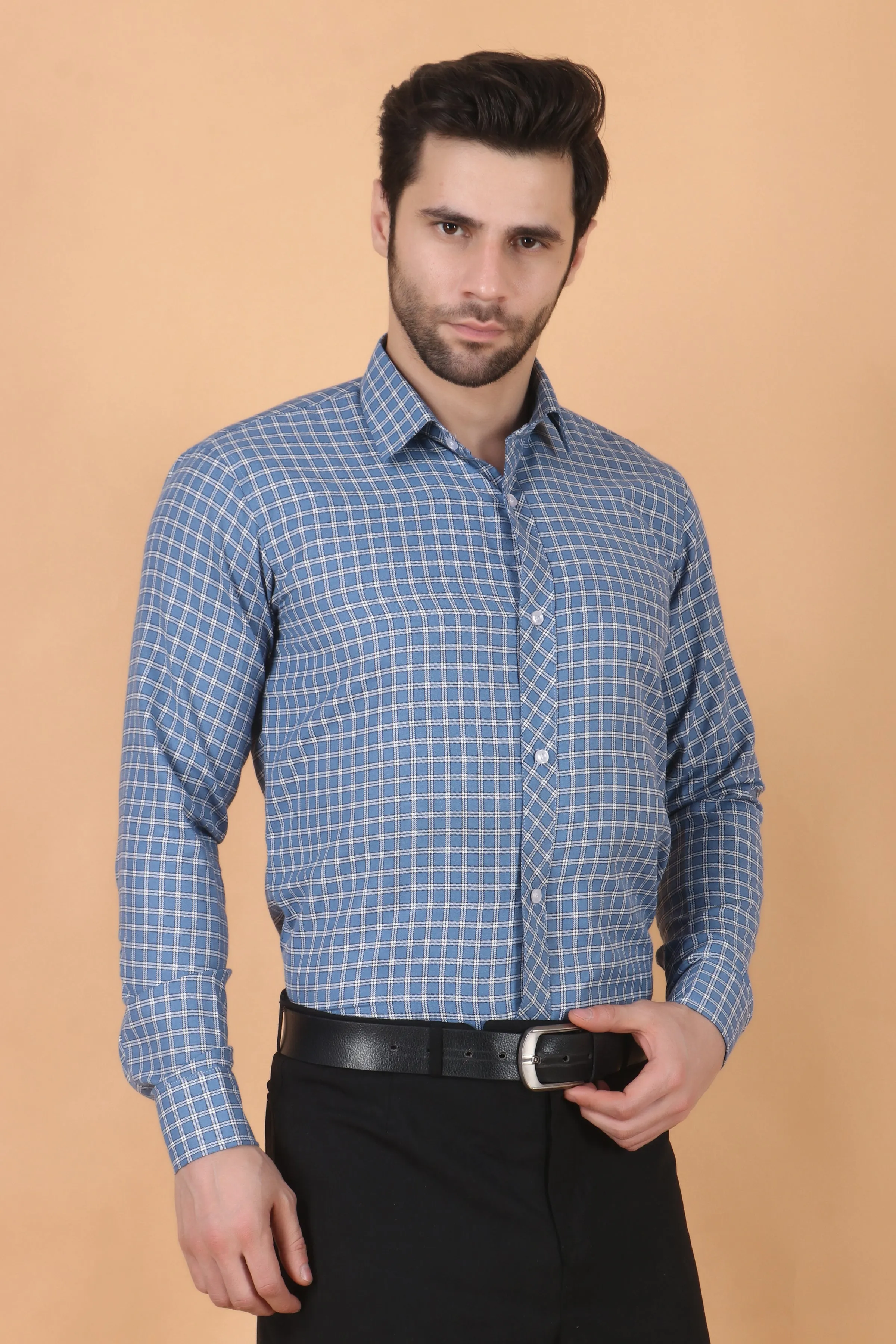 Indigo Checked Woollen Shirt