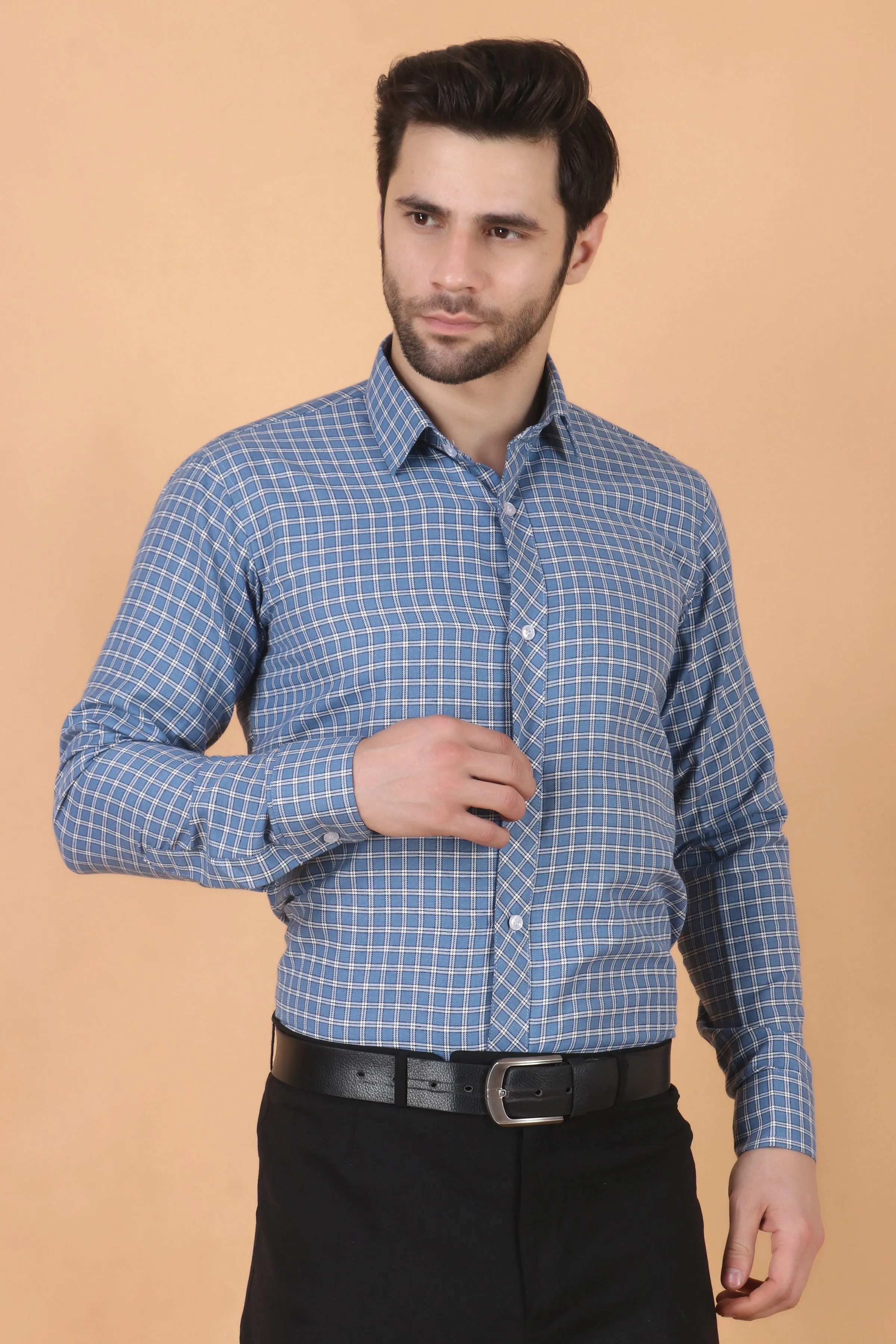 Indigo Checked Woollen Shirt