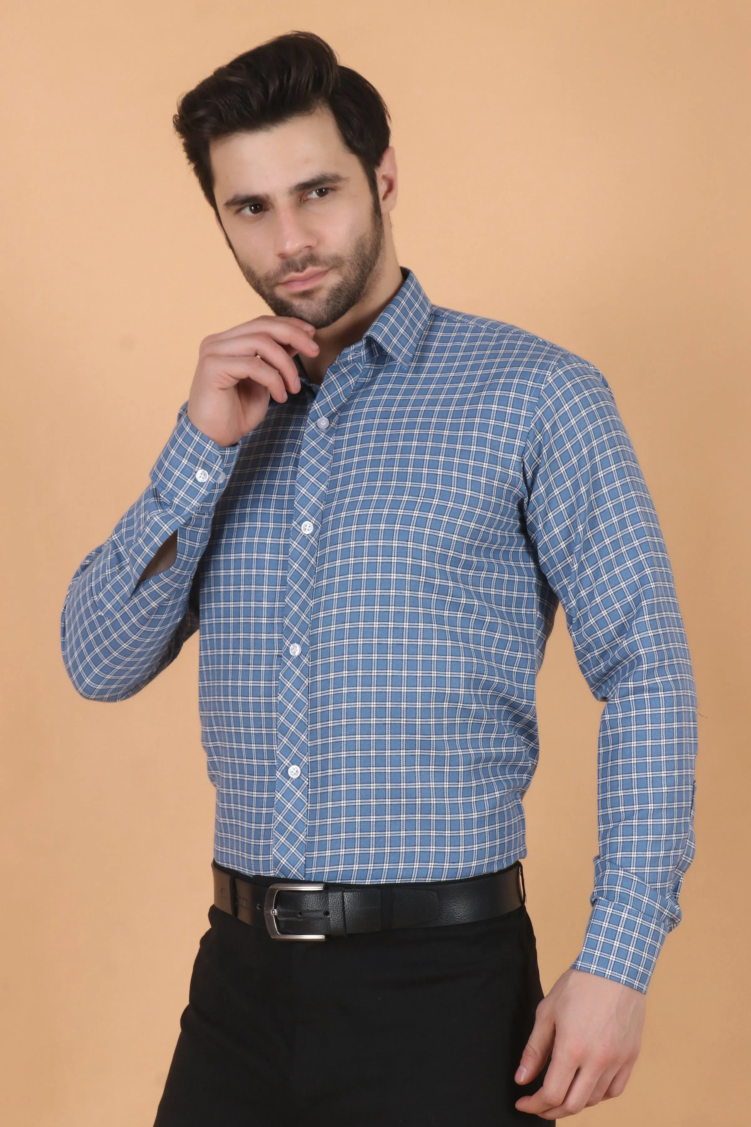 Indigo Checked Woollen Shirt