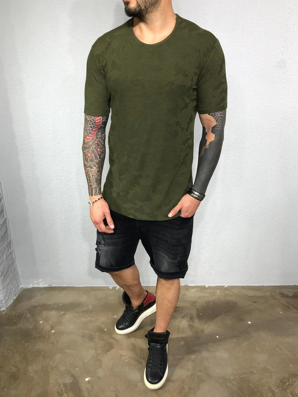 Khaki Pattern Mens T-Shirt BL525 Streetwear Mens T-Shirts