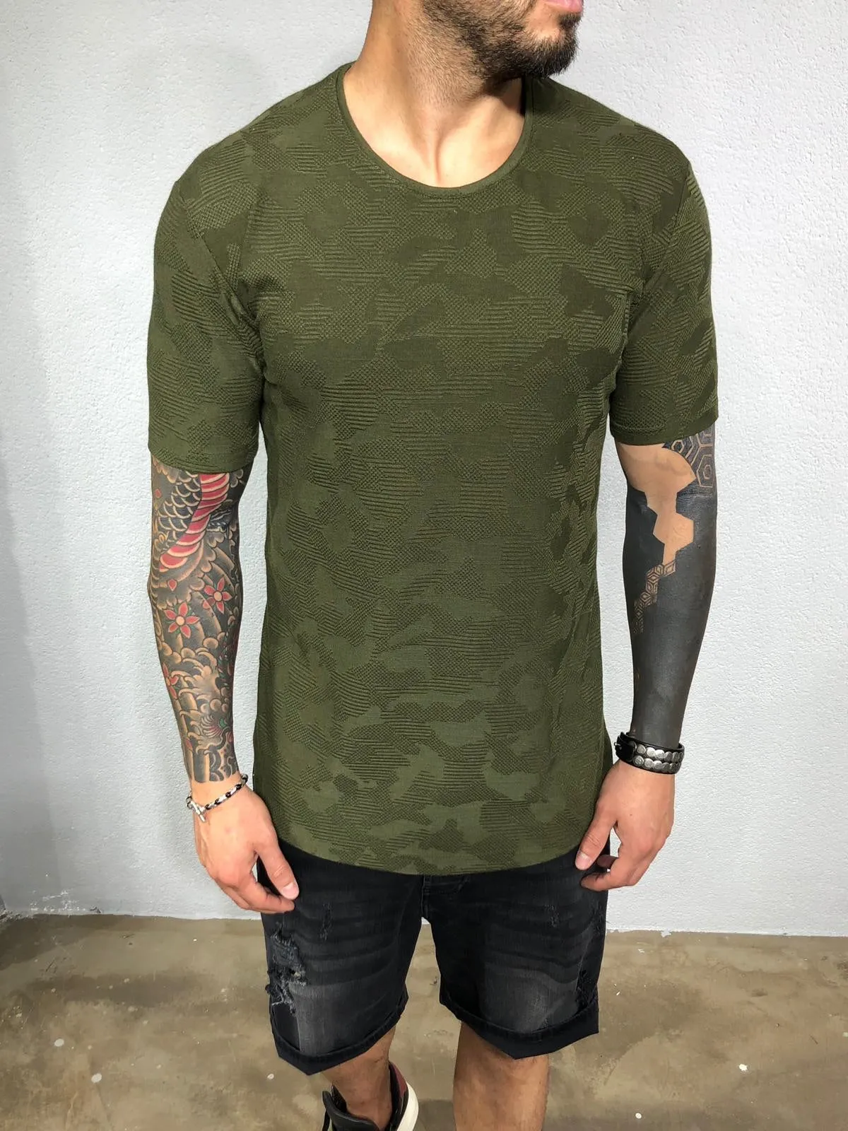 Khaki Pattern Mens T-Shirt BL525 Streetwear Mens T-Shirts