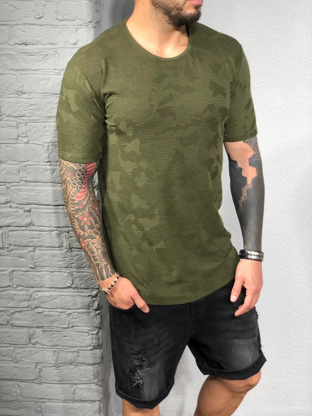 Khaki Pattern Mens T-Shirt BL525 Streetwear Mens T-Shirts