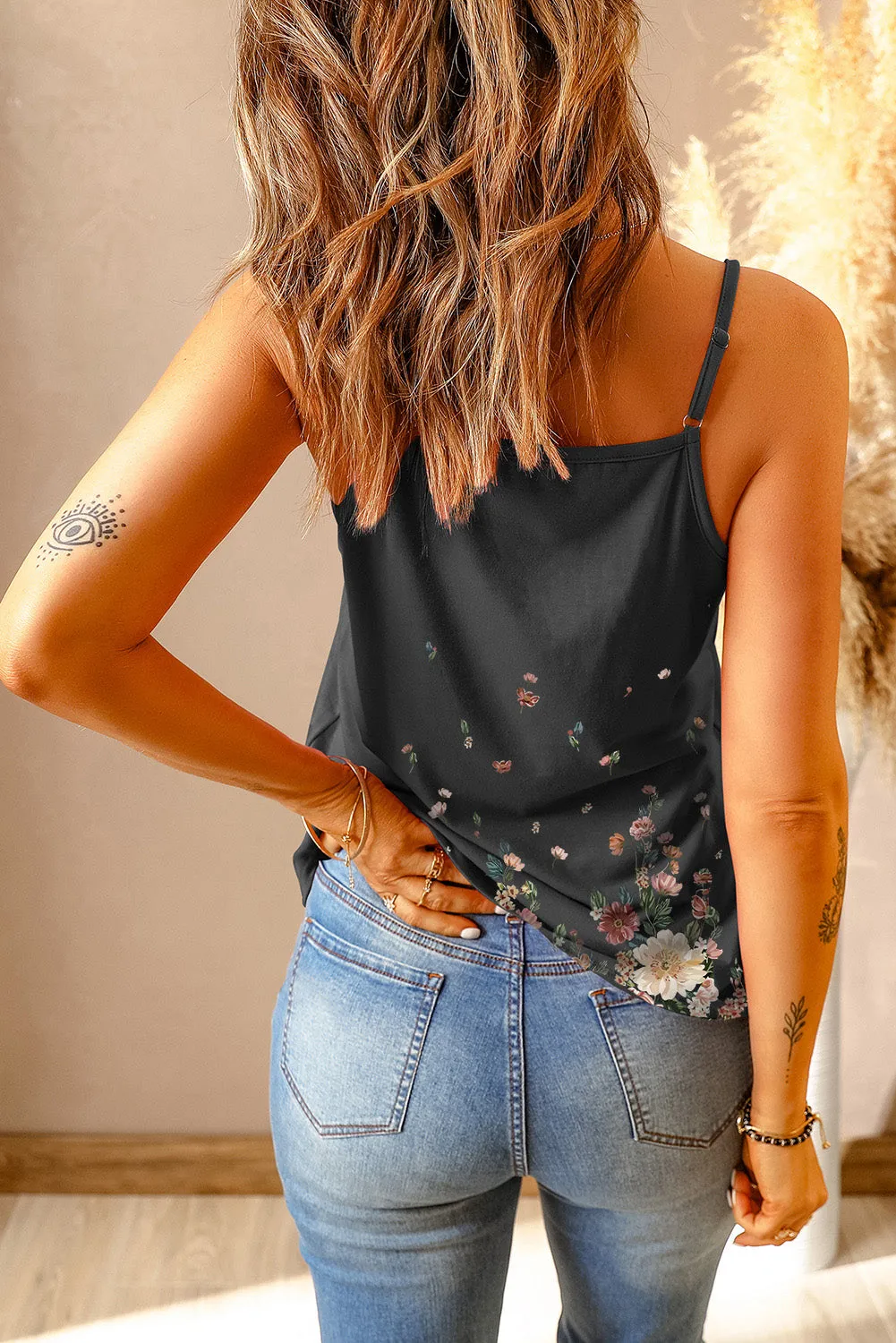 lace V Neck tank, Floral tank top