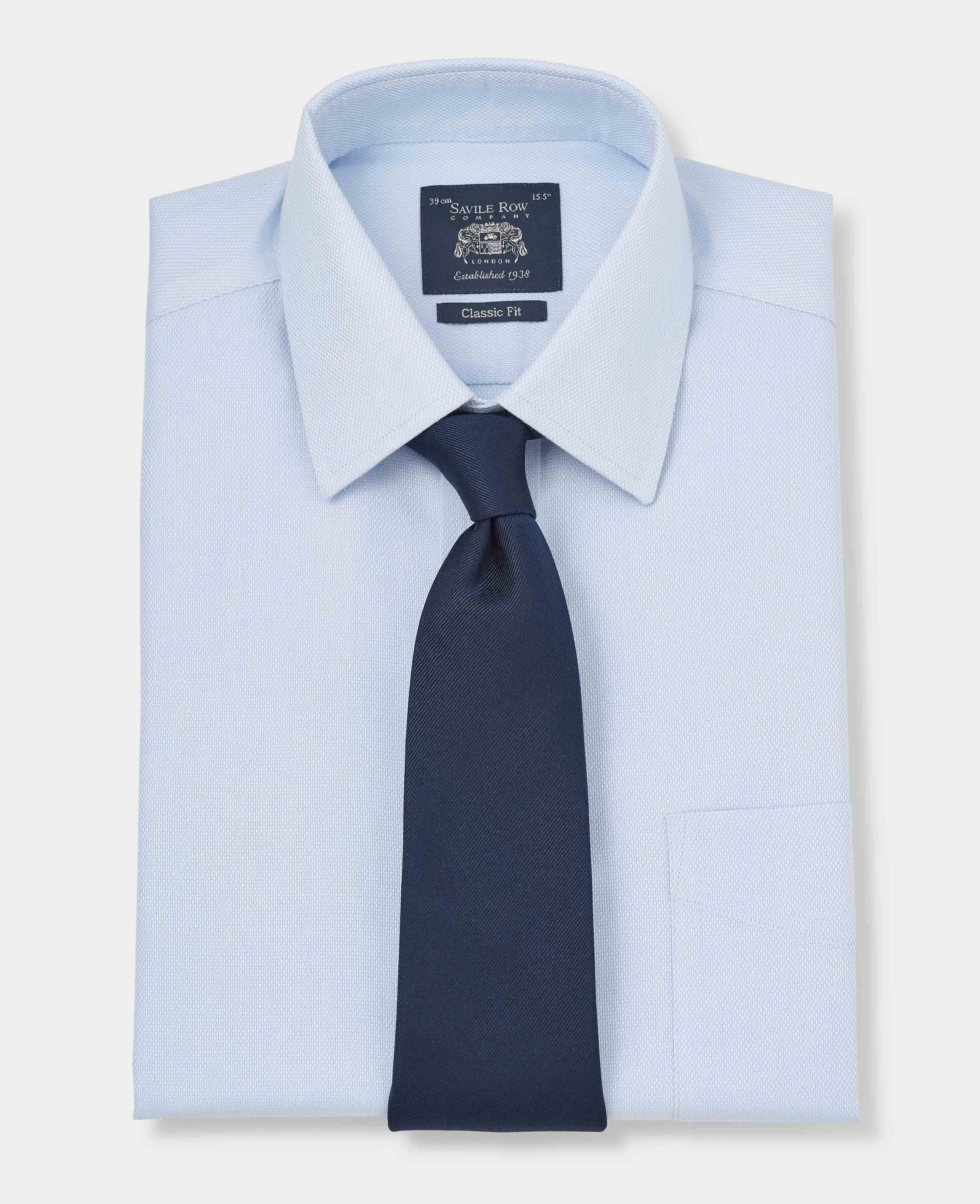 Light Blue Cotton Classic Fit Non-Iron Shirt - Double Cuff