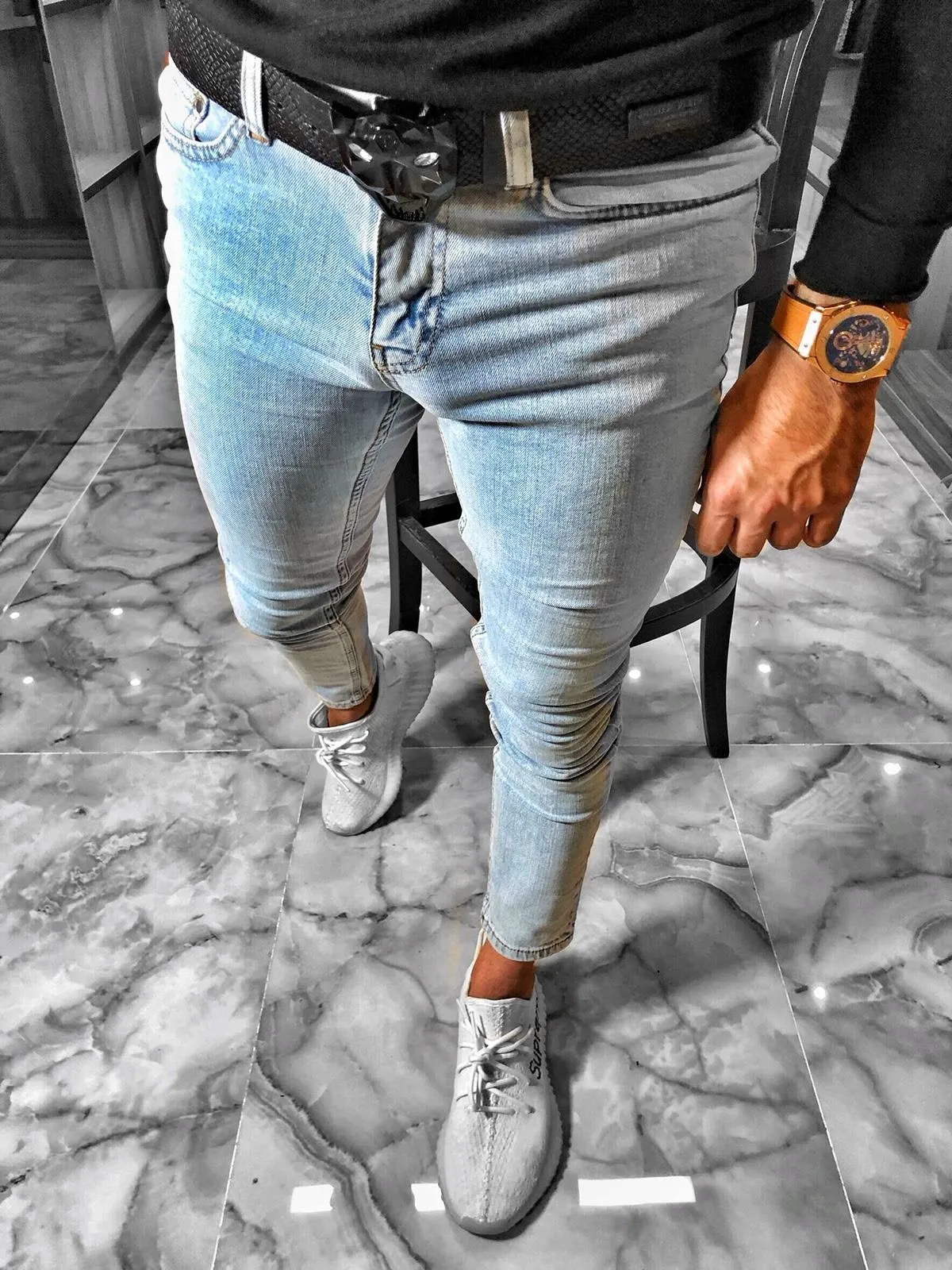 Light Blue Washed Ultra Skinny Fit Denim S237 Streetwear Jeans