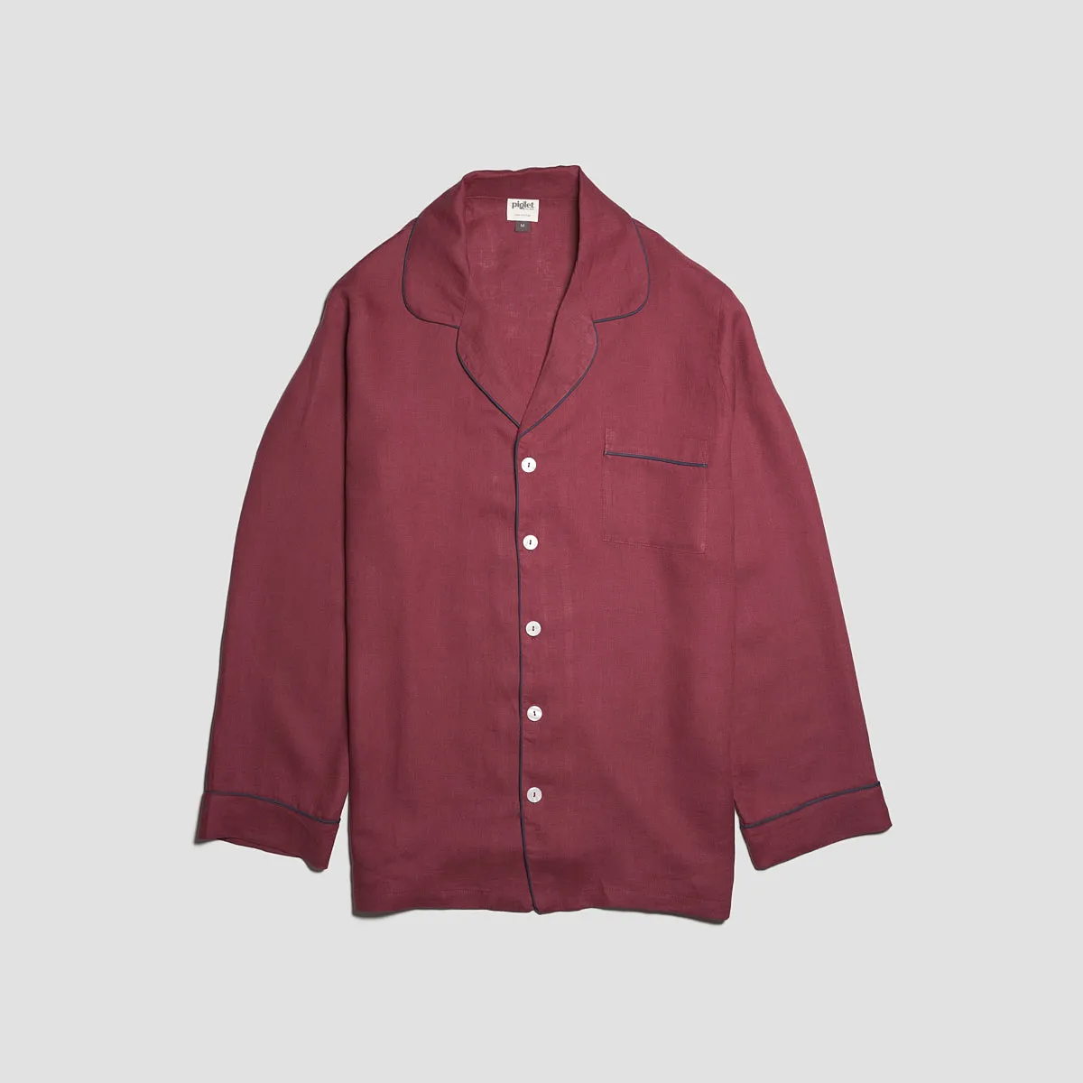 Men's Cherry Linen Pyjama Shirt (Top Only)