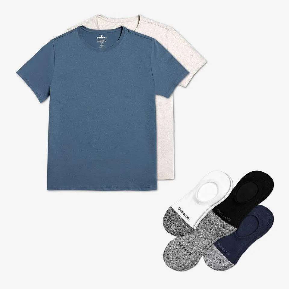 Men's Crew Neck T-Shirt & No Show Sock 6-Pack