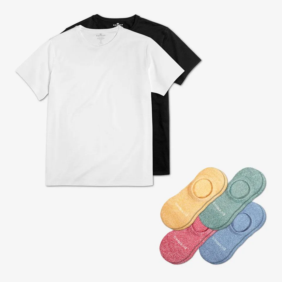 Men's Crew Neck T-Shirt & No Show Sock 6-Pack