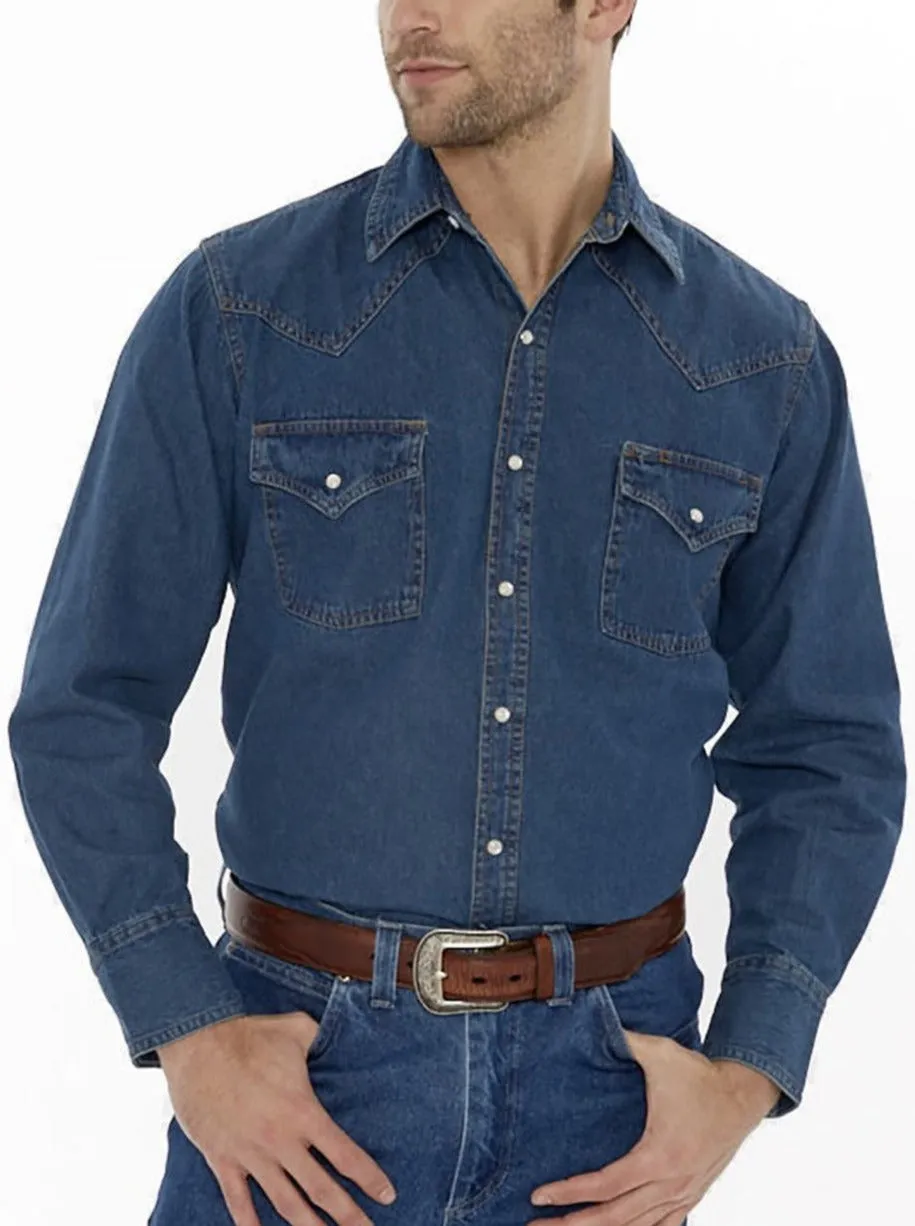 Men's Ely Cattleman Long Sleeve Denim Western Snap Shirt