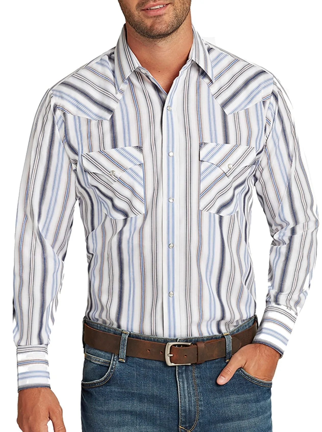 Men's Ely Cattleman Long Sleeve Stripe Western Snap Shirt