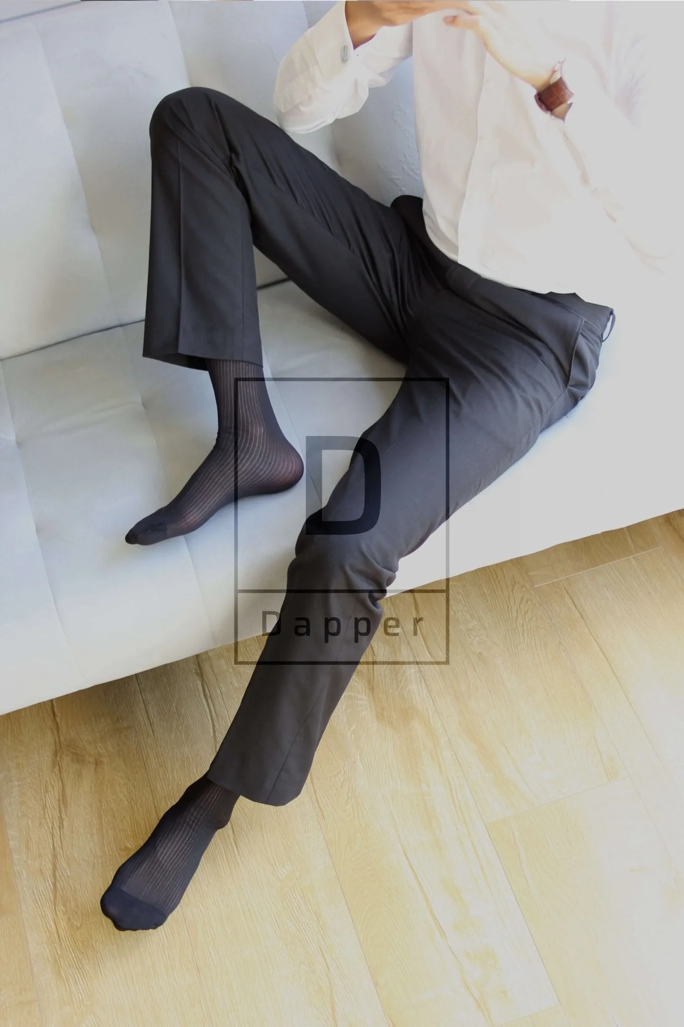 Men's Fine-Striped Business Dress Socks