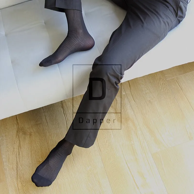 Men's Fine-Striped Business Dress Socks