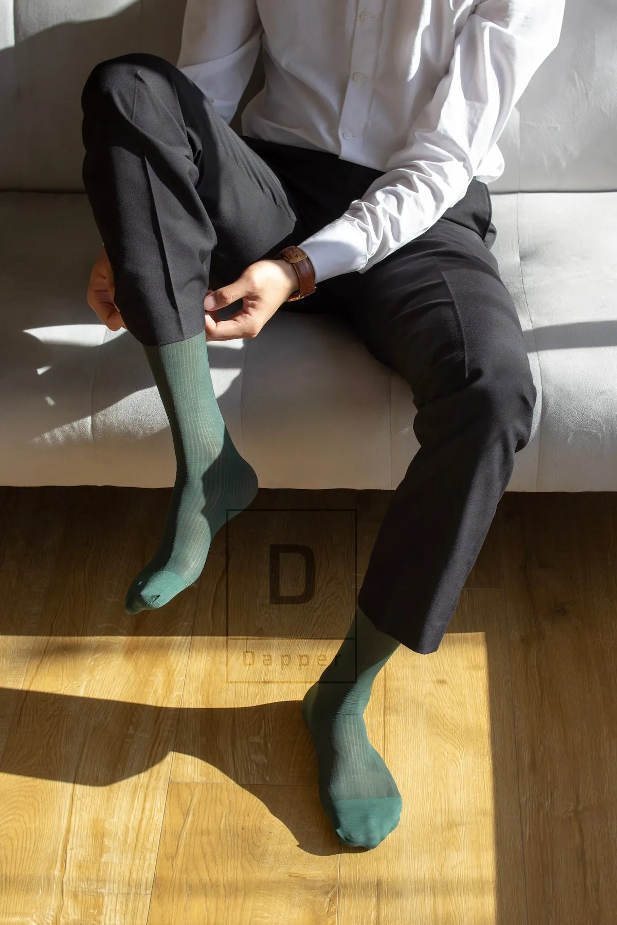 Men's Fine-Striped Business Dress Socks