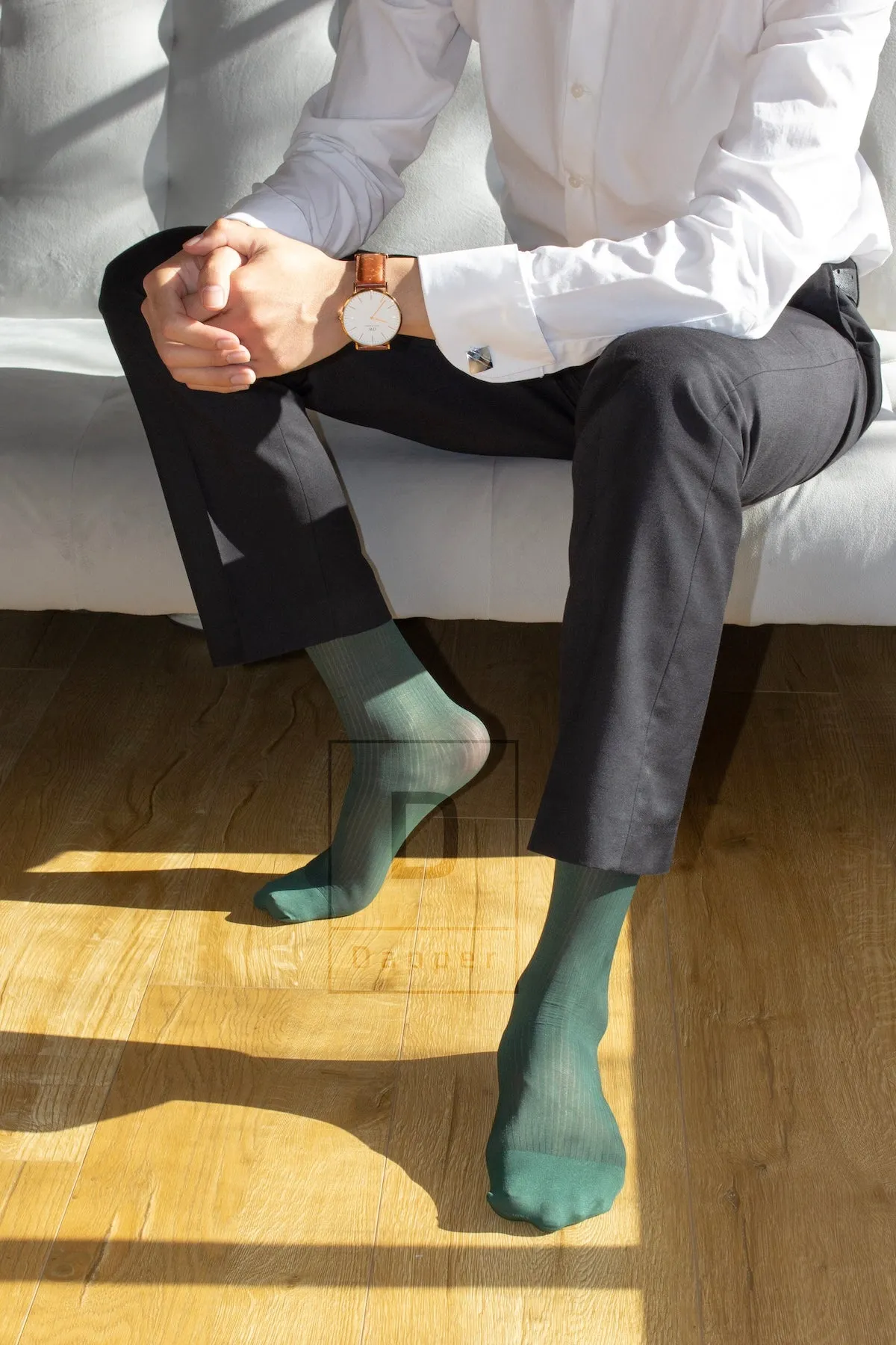 Men's Fine-Striped Business Dress Socks