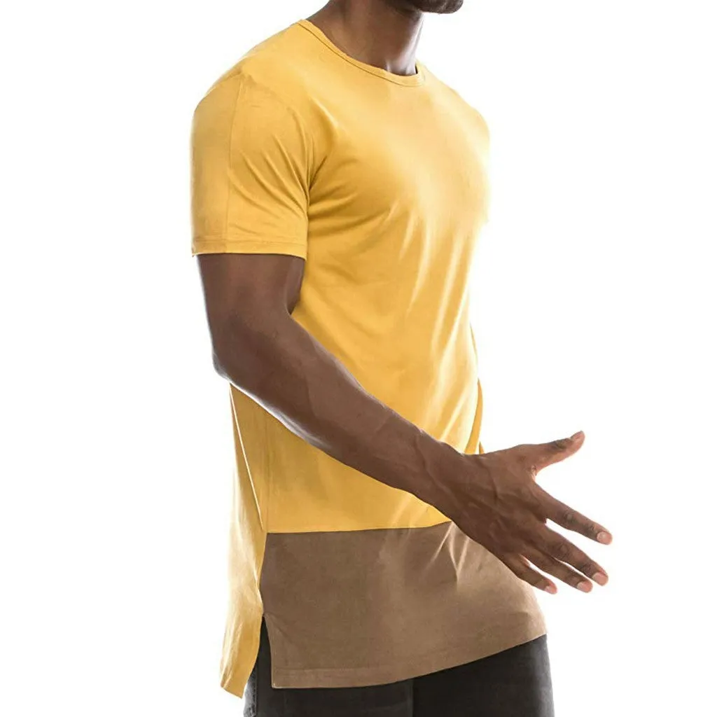 Men's Patchwork Hemline Split Side T-Shirt