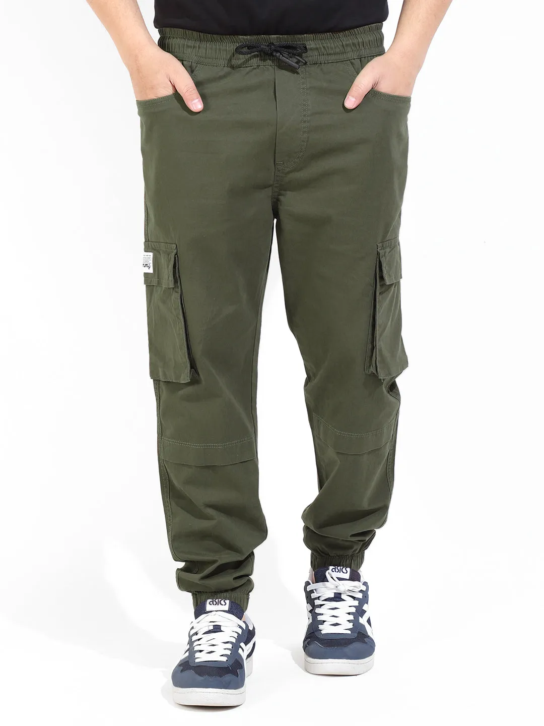 Military Green Cotton Stretch Cargo