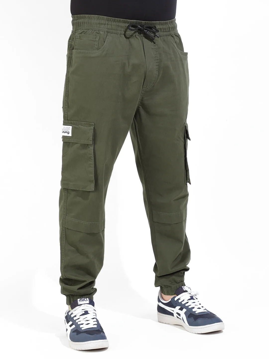 Military Green Cotton Stretch Cargo